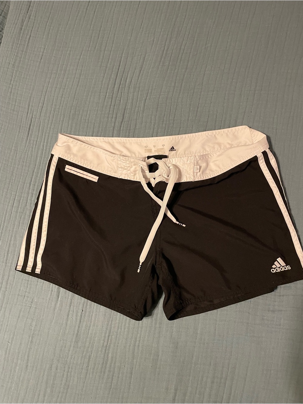 adidas Black and White Athletic Swim Shorts